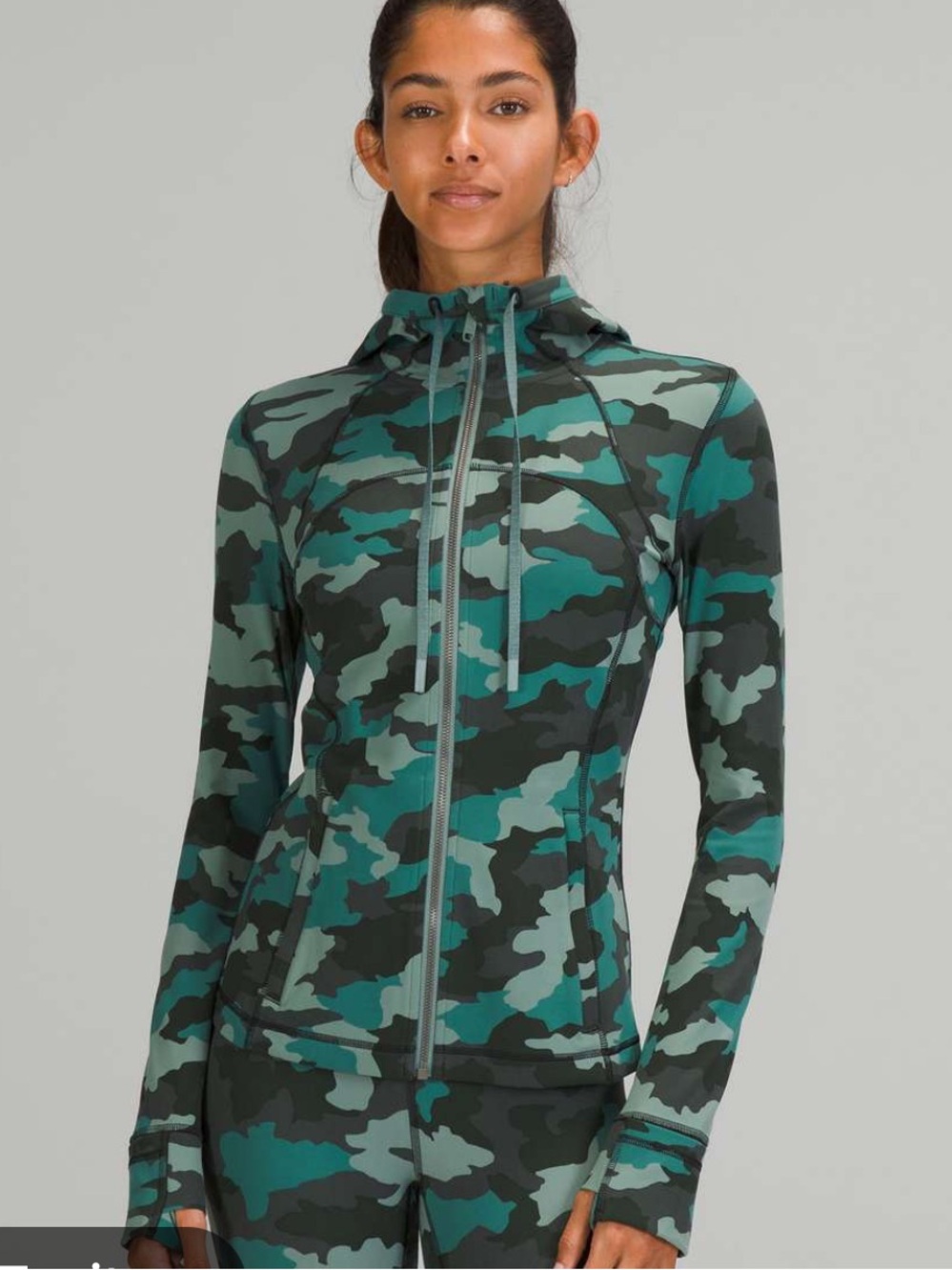 lululemon athletica Teal Blue Camo Hooded Utility Jacket